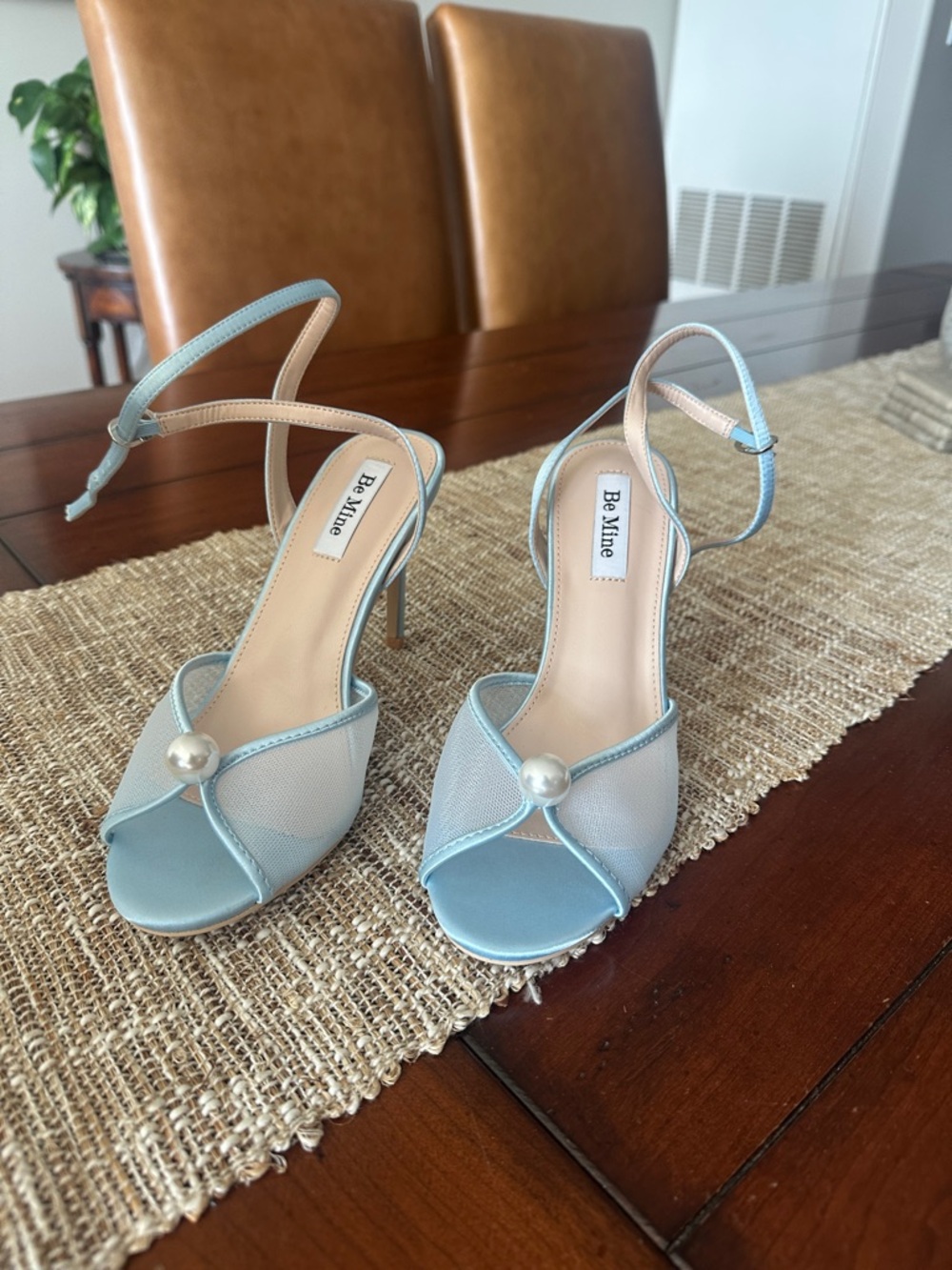 ASOS Powder Blue Pearl-Embellished Slingback Heels